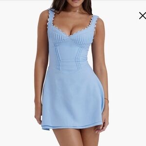 House of CB Tilly Pintuck Light Blue Mini Dress